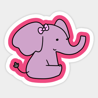 Pink Bow Purple Elephant Sticker